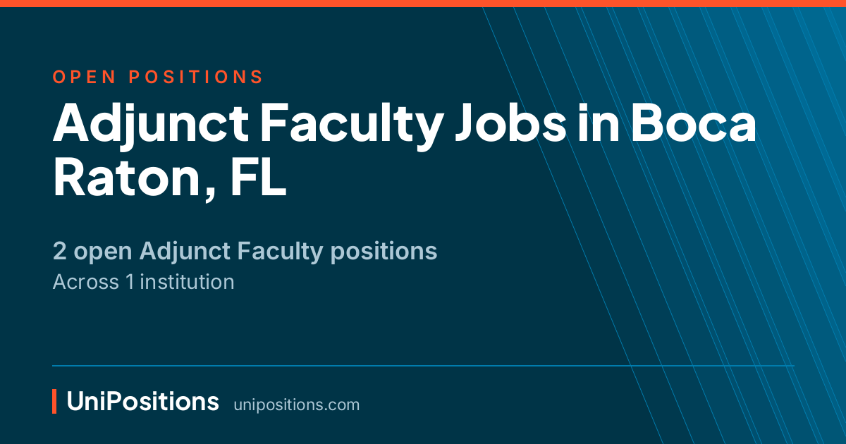 Adjunct Faculty jobs in Boca Raton, FL — 2 open positions