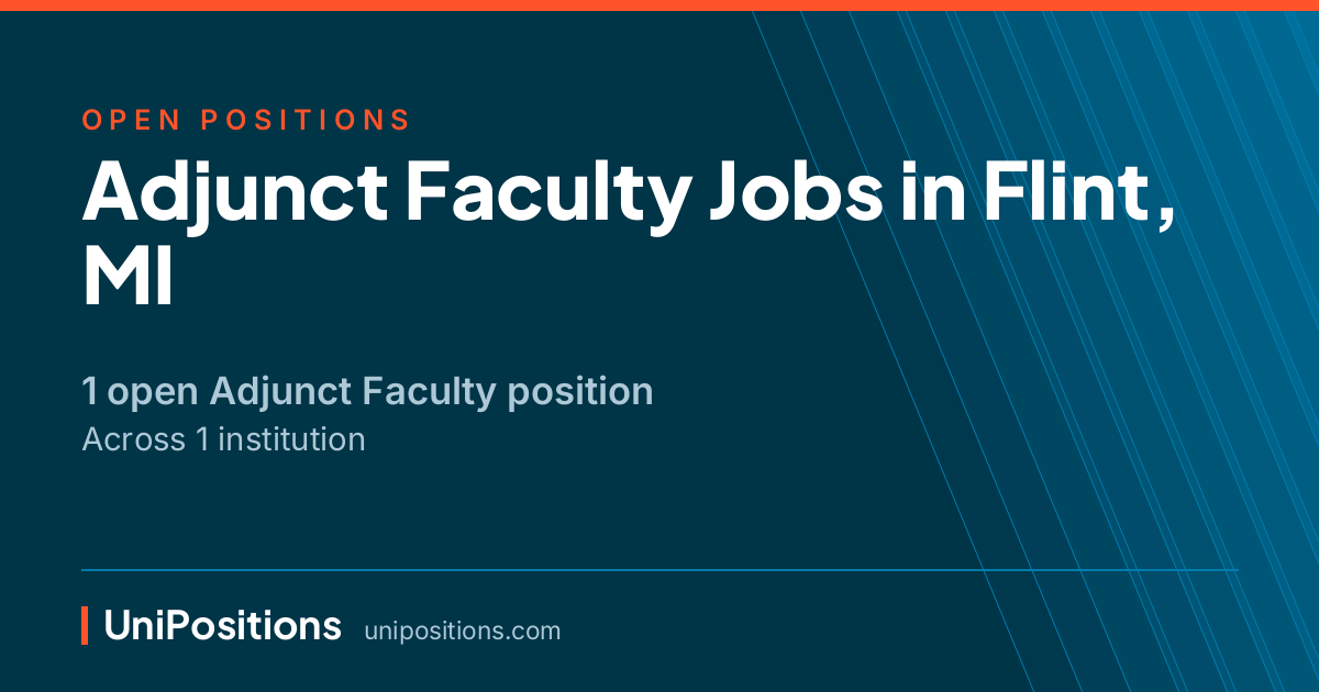 Adjunct Faculty jobs in Flint, MI — 1 open position