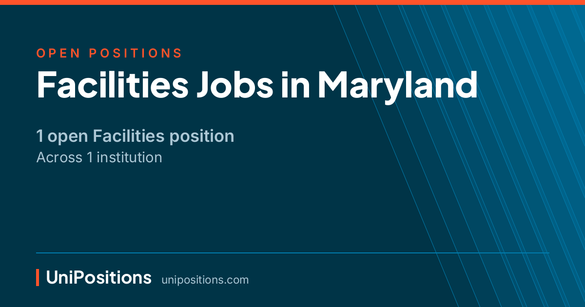 Facilities jobs in Maryland — 1 open position