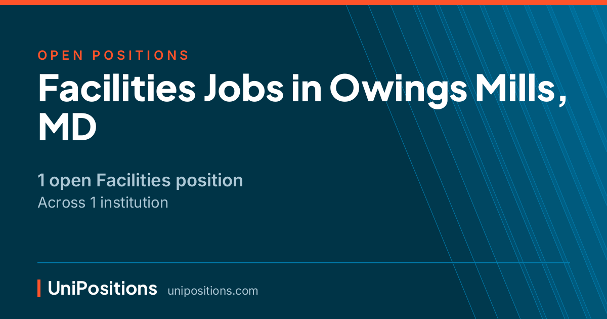 Facilities jobs in Owings Mills, MD — 1 open position