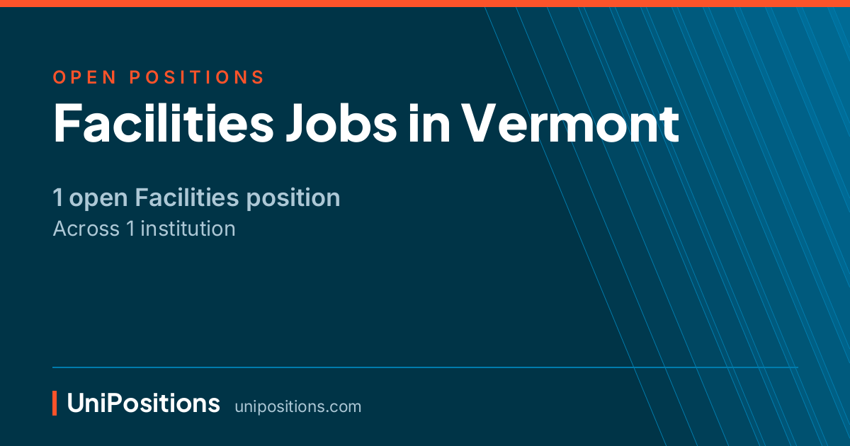 Facilities jobs in Vermont — 1 open position