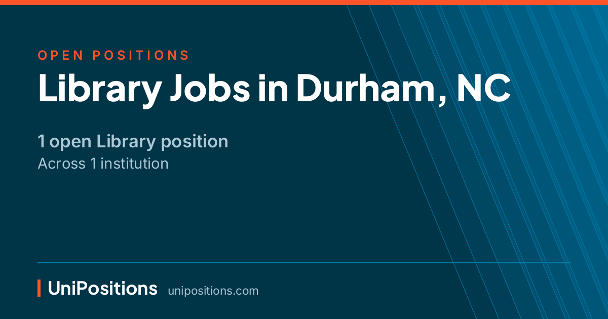 Library jobs in Durham, NC — 1 open position