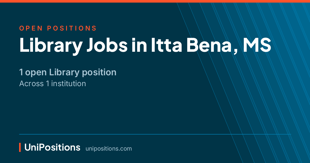Library jobs in Itta Bena, MS — 1 open position