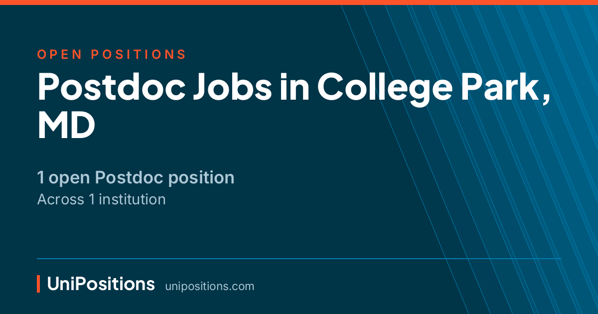 Postdoc jobs in College Park, MD — 1 open position