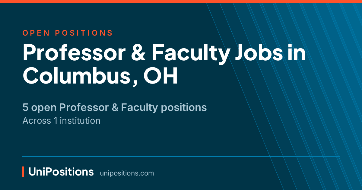 Professor & Faculty jobs in Columbus, OH — 5 open positions