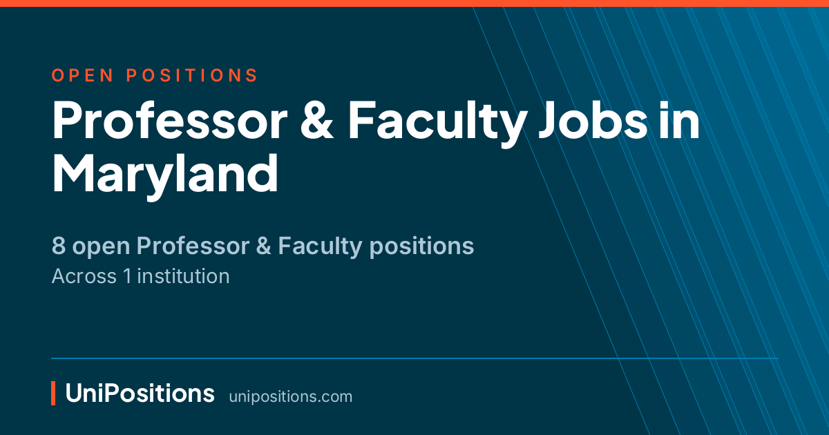 Professor & Faculty jobs in Maryland — 8 open positions
