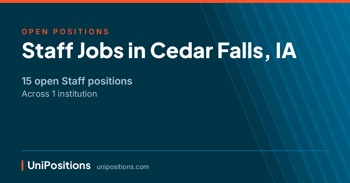 Staff jobs in Cedar Falls, IA — 15 open positions