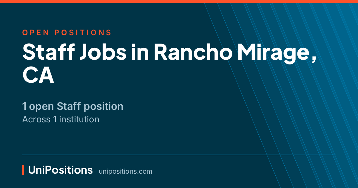 Staff jobs in Rancho Mirage, CA — 1 open position