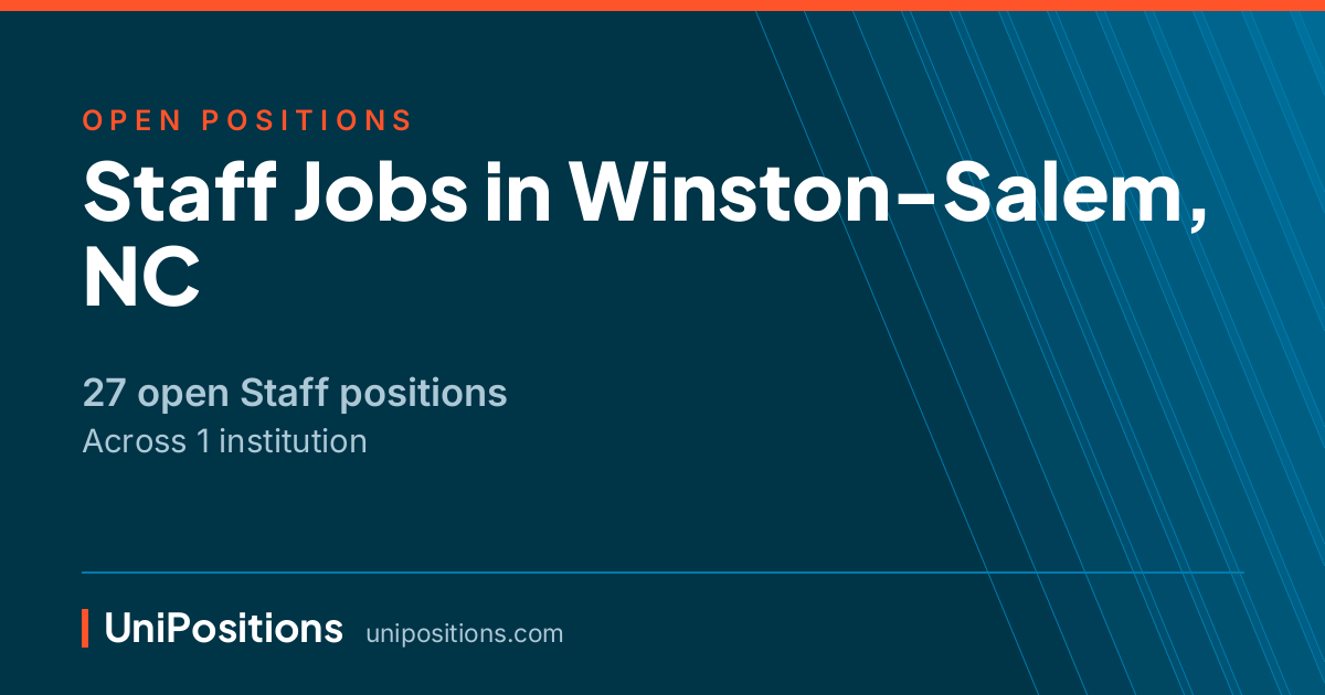 Staff jobs in Winston-Salem, NC — 27 open positions