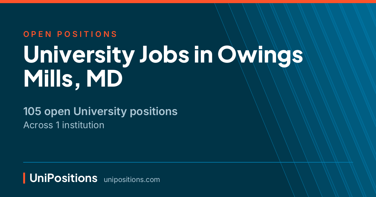 University jobs in Owings Mills, MD — 105 open positions