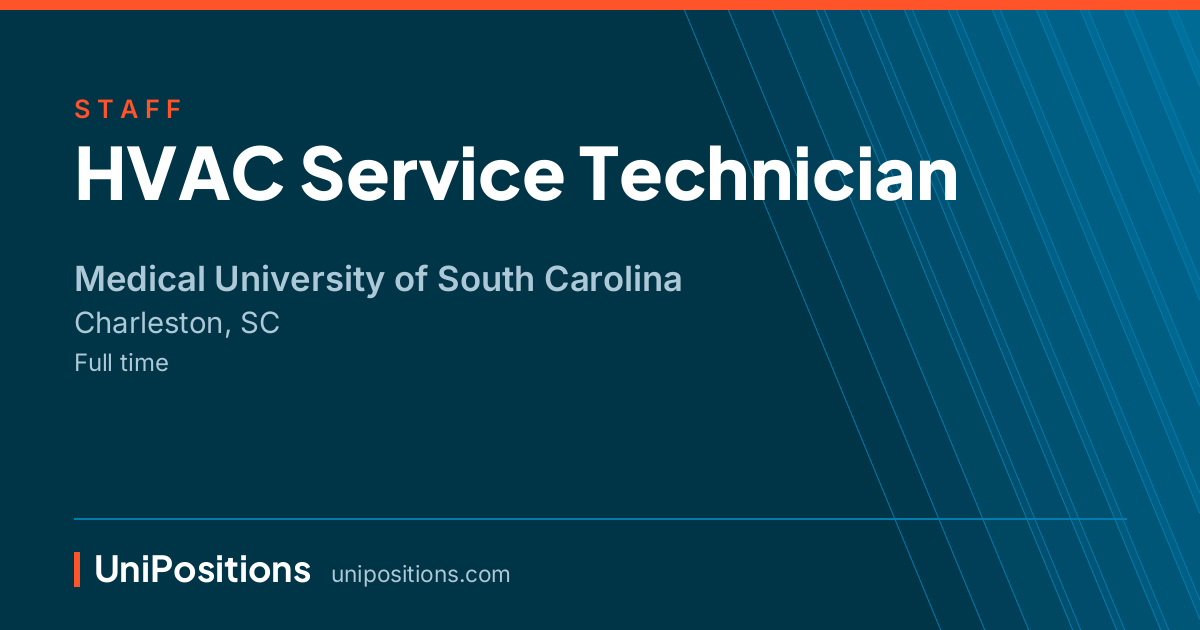 HVAC Service Technician at Medical University of South Carolina, Charleston, SC