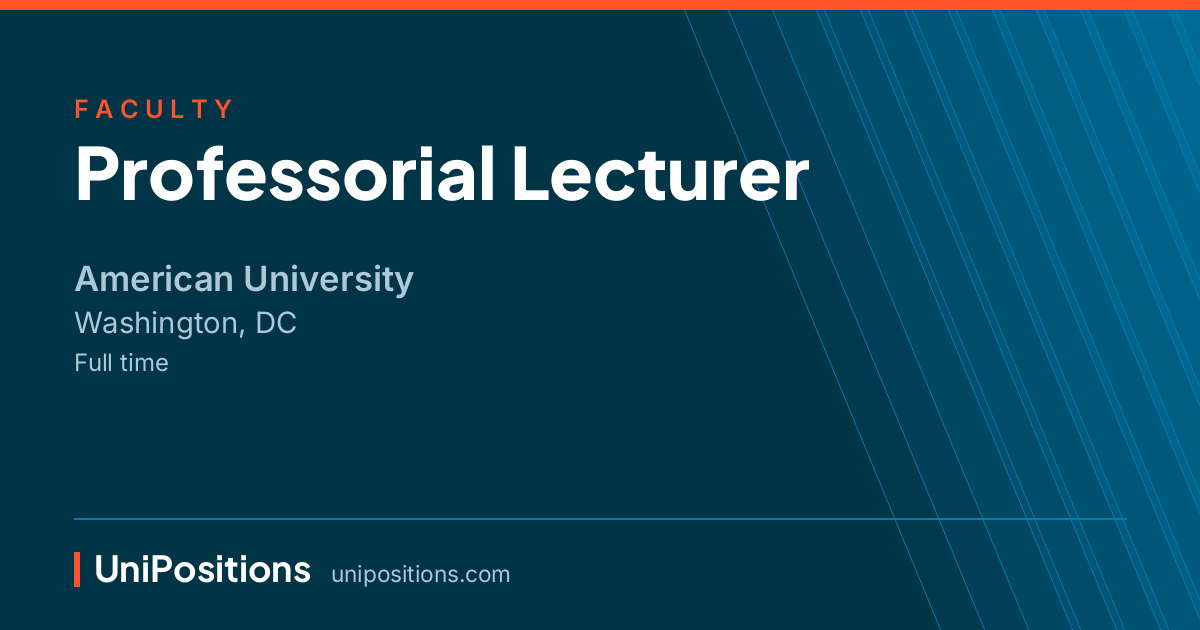 Professorial Lecturer at American University, Washington, DC