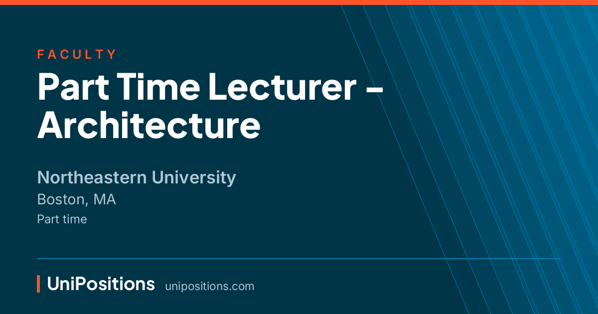 Part Time Lecturer - Architecture at Northeastern University, Boston, MA