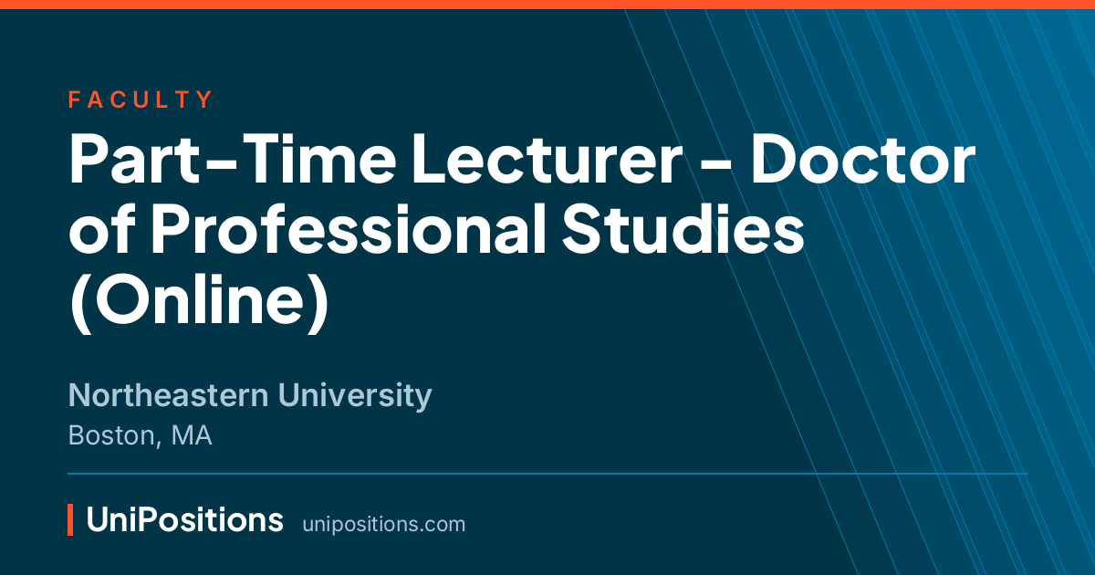 Part-Time Lecturer - Doctor of Professional Studies (Online) at Northeastern University, Boston, MA