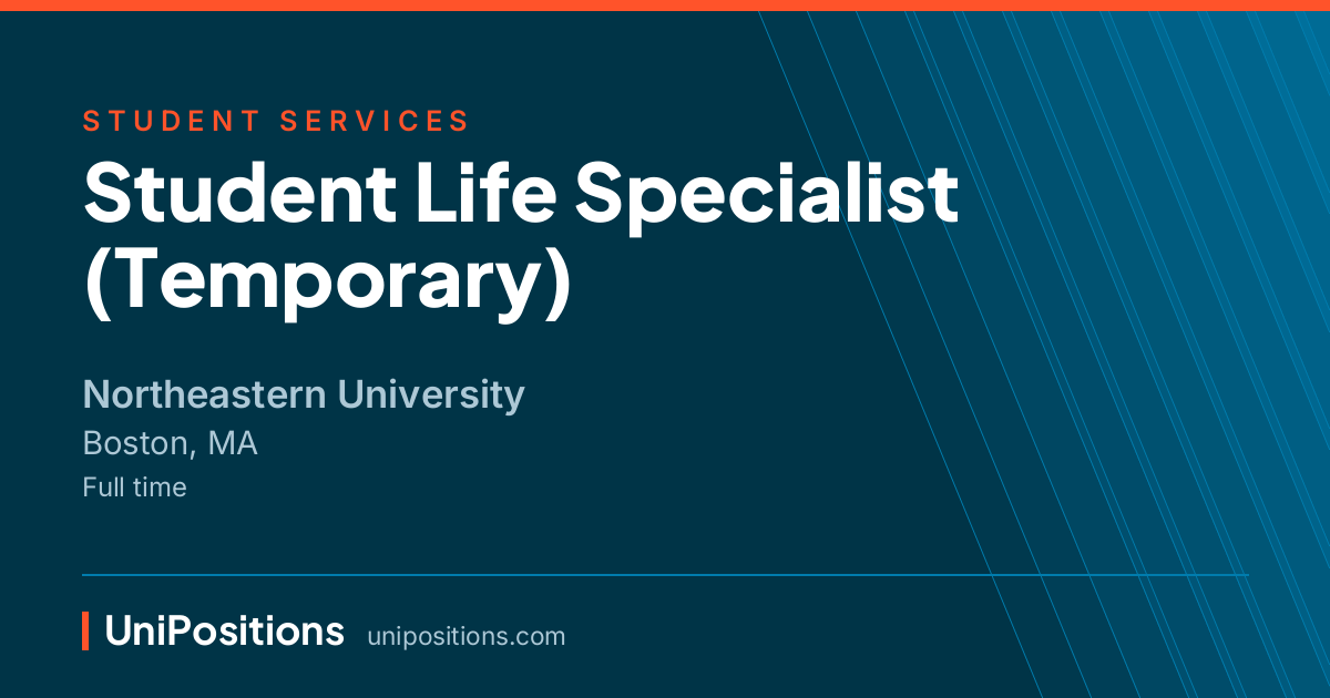 Student Life Specialist (Temporary) at Northeastern University, Boston, MA
