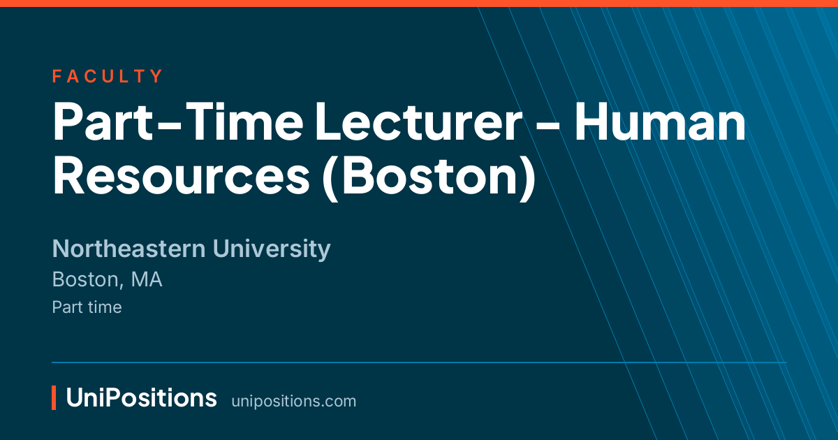 Part-Time Lecturer - Human Resources (Boston) at Northeastern University, Boston, MA