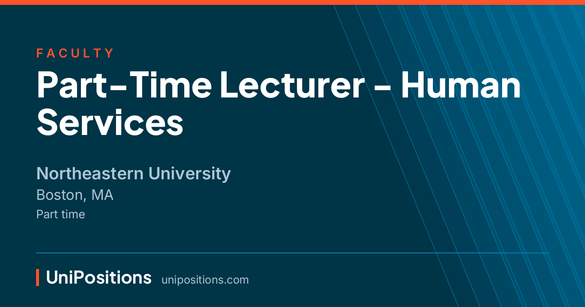 Part-Time Lecturer - Human Services at Northeastern University, Boston, MA