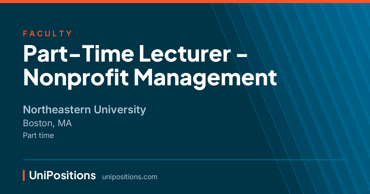 Part-Time Lecturer - Nonprofit Management at Northeastern University, Boston, MA