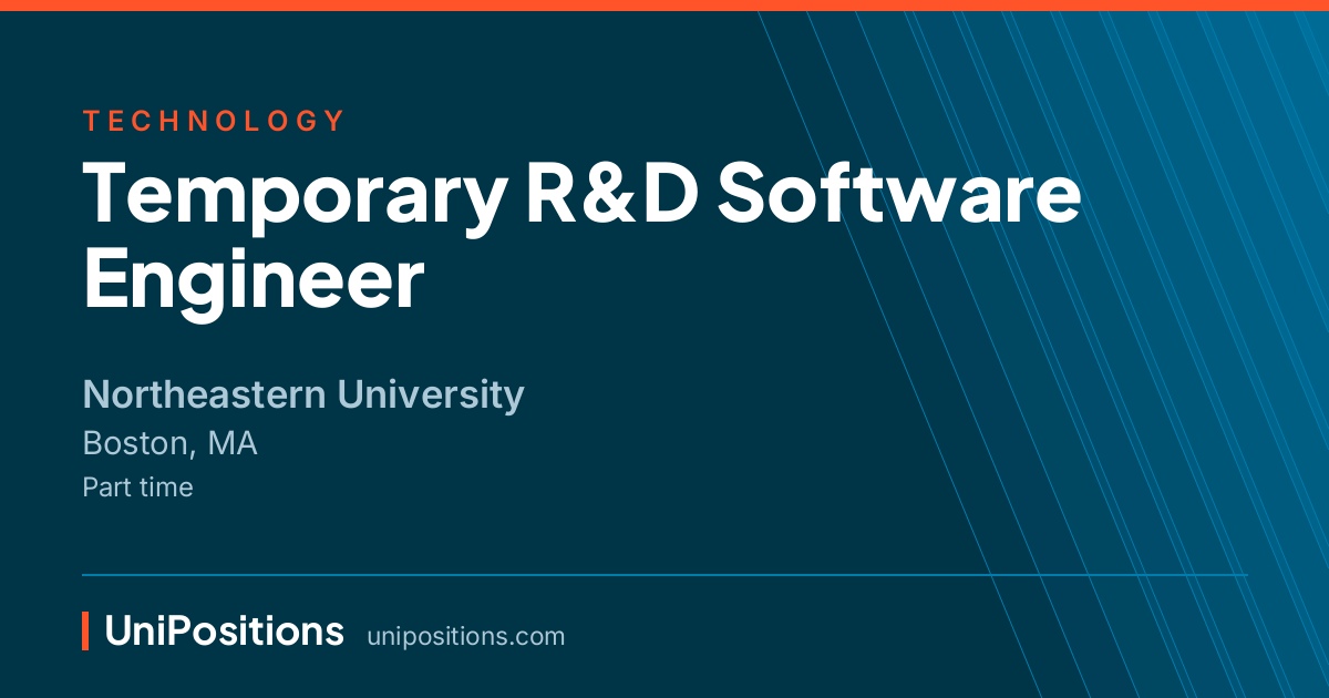 Temporary R&D Software Engineer at Northeastern University, Boston, MA