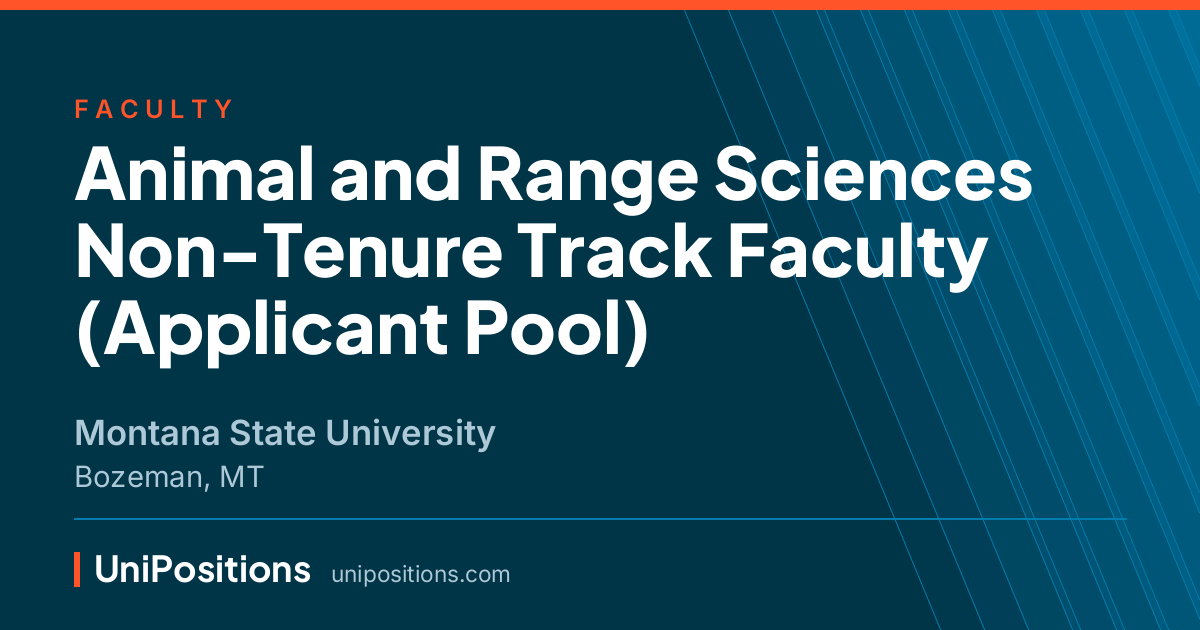 Animal and Range Sciences Non-Tenure Track Faculty (Applicant Pool) at Montana State University, Bozeman, MT
