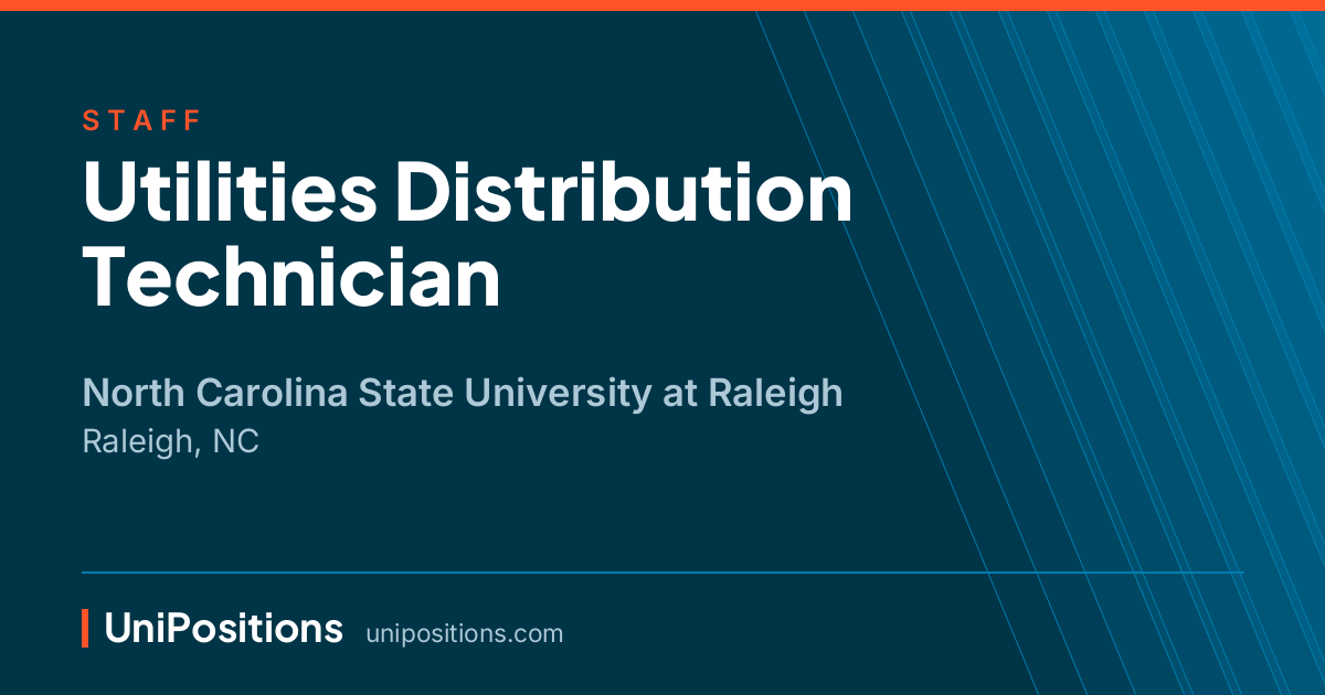 Utilities Distribution Technician at North Carolina State University at Raleigh, Raleigh, NC