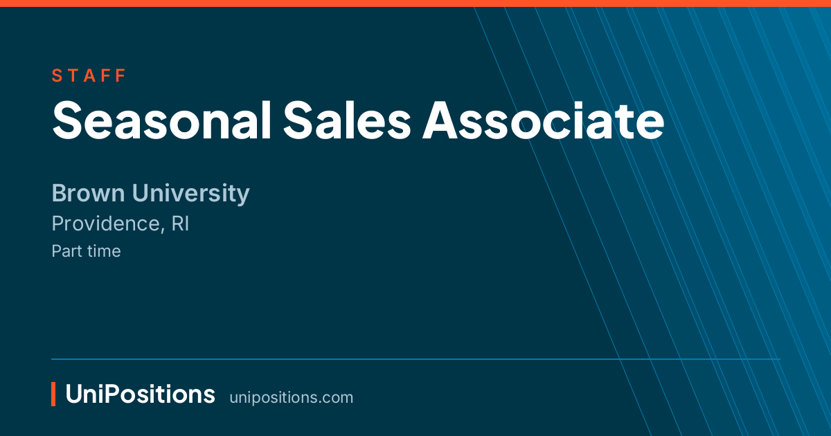 Seasonal Sales Associate at Brown University, Providence, RI
