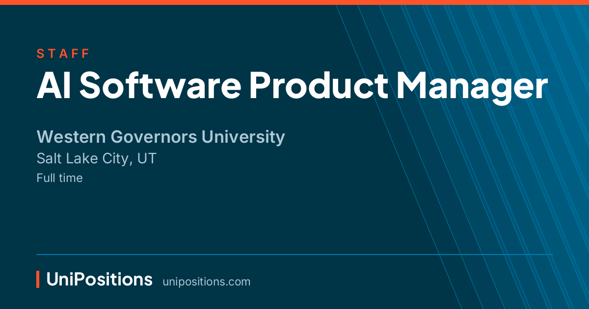 AI Software Product Manager at Western Governors University, Salt Lake City, UT