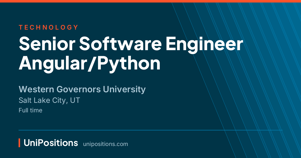 Senior Software Engineer Angular/Python at Western Governors University, Salt Lake City, UT