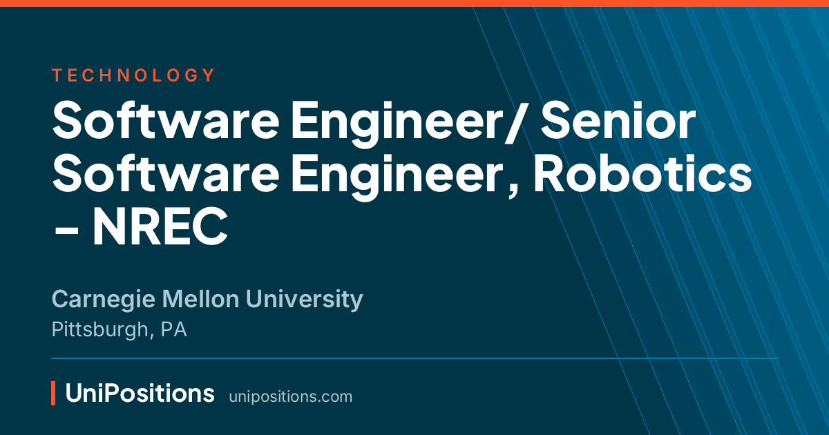 Software Engineer/ Senior Software Engineer, Robotics - NREC at Carnegie Mellon University, Pittsburgh, PA