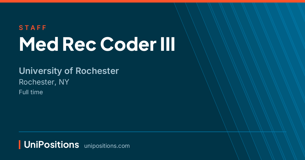 Med Rec Coder III at University of Rochester, Rochester, NY
