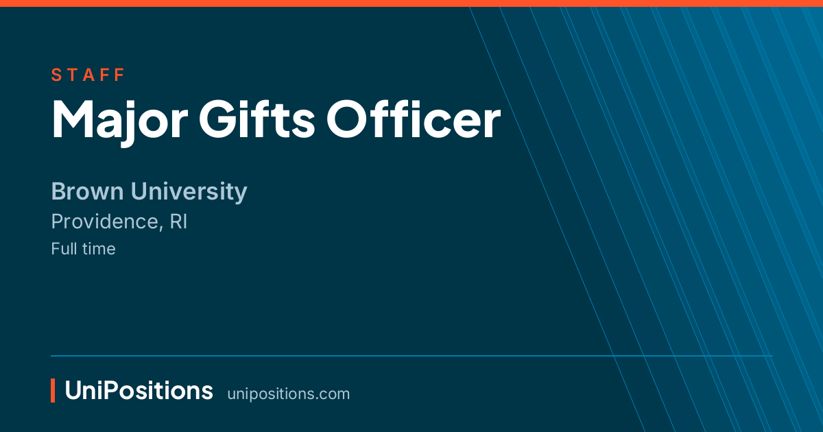 Major Gifts Officer at Brown University, Providence, RI