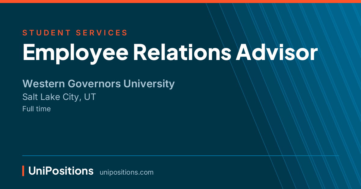 Employee Relations Advisor at Western Governors University, Salt Lake City, UT