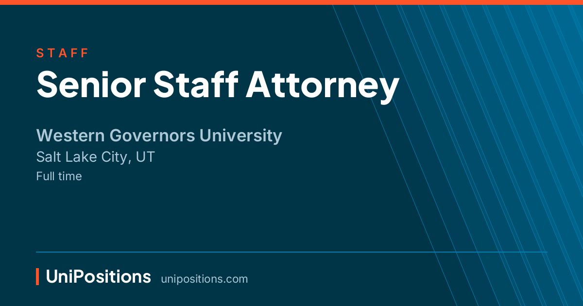 Senior Staff Attorney at Western Governors University, Salt Lake City, UT