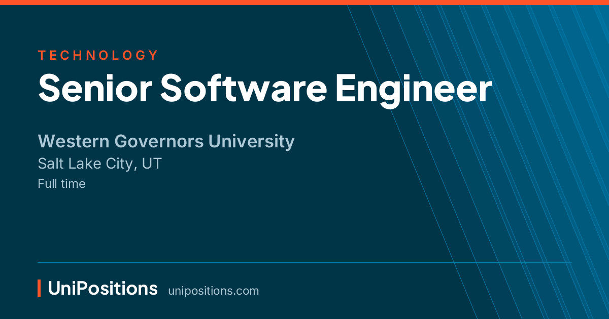 Senior Software Engineer at Western Governors University, Salt Lake City, UT