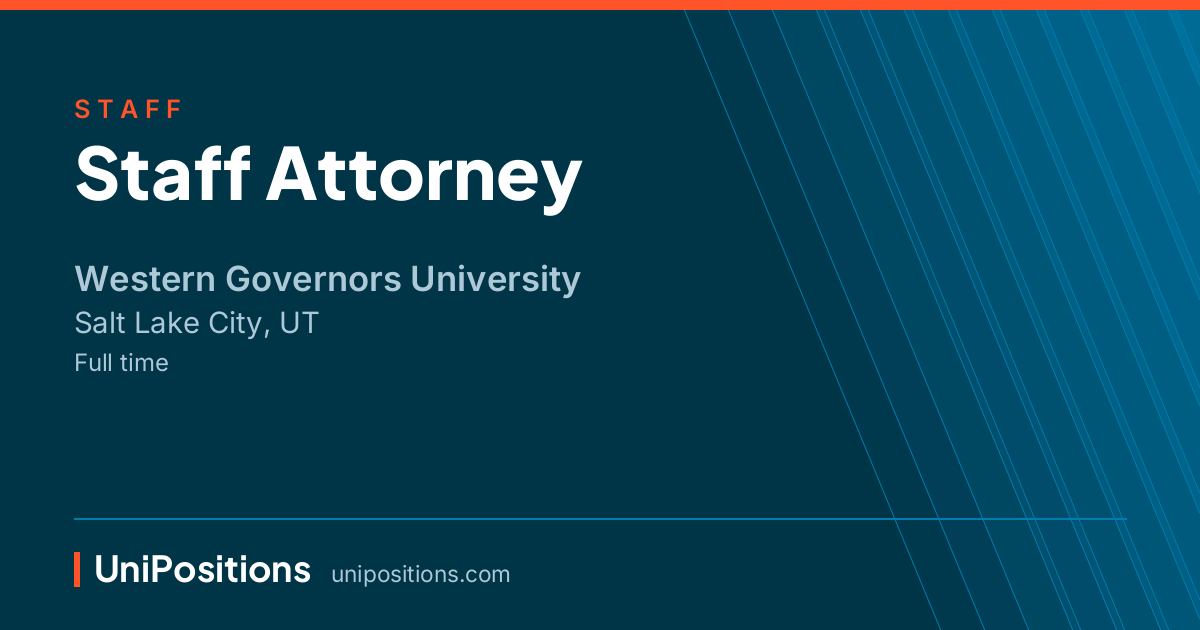 Staff Attorney at Western Governors University, Salt Lake City, UT