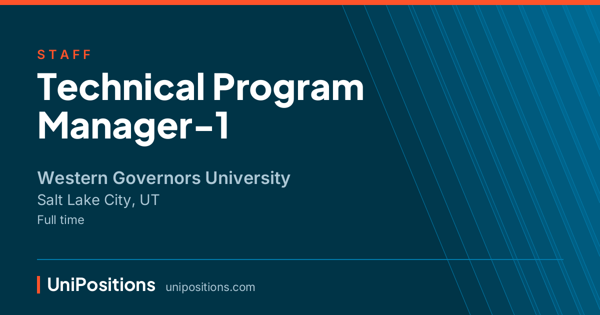 Technical Program Manager-1 at Western Governors University, Salt Lake City, UT