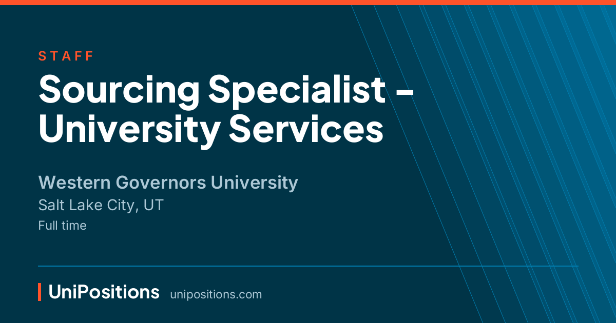 Sourcing Specialist - University Services at Western Governors University, Salt Lake City, UT