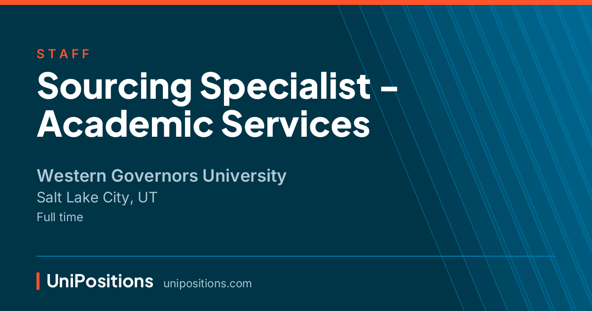 Sourcing Specialist - Academic Services at Western Governors University, Salt Lake City, UT