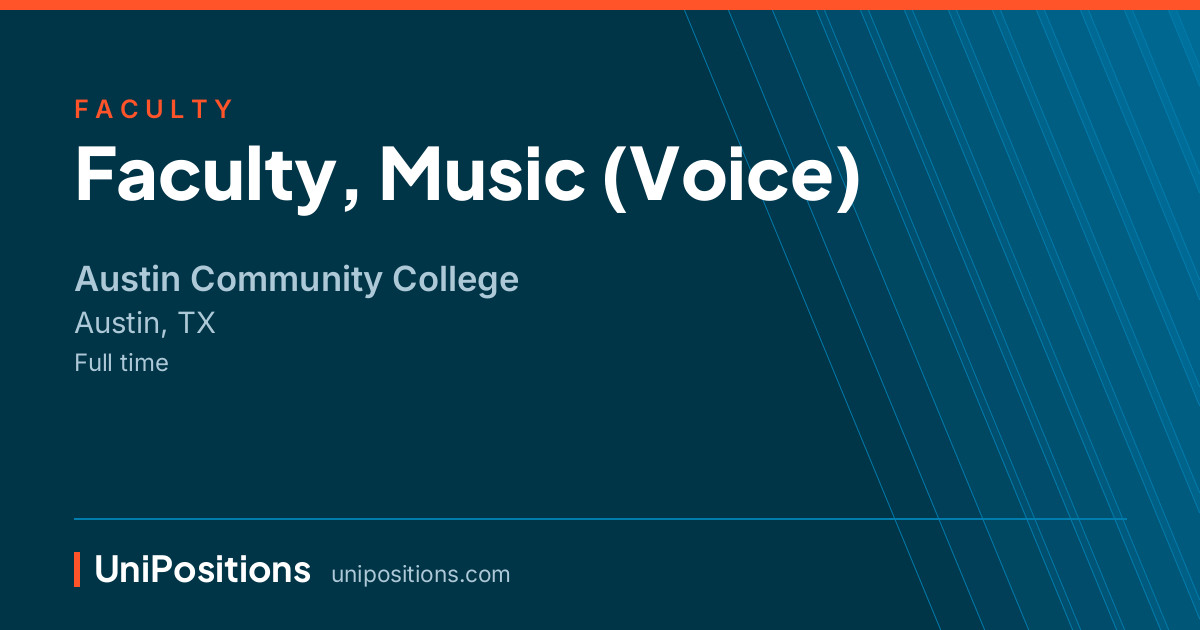 Faculty, Music (Voice) at Austin Community College, Austin, TX