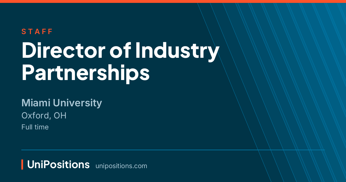 Director of Industry Partnerships at Miami University, Oxford, OH