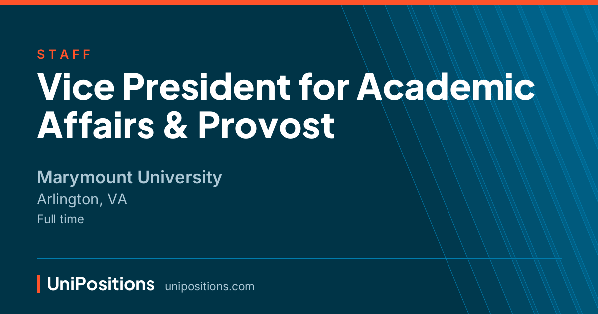 Vice President for Academic Affairs & Provost at Marymount University, Arlington, VA